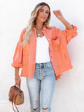 Chicdear-Winter outfits ideas Coat mid-length new style ripped loose denim shirt jacket