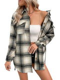 Chicdear-Winter outfits ideas New Ladies Casual Long Plaid Shirt Jacket