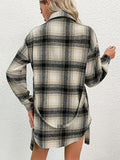 Chicdear-Winter outfits ideas New Ladies Casual Long Plaid Shirt Jacket