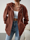 Chicdear-Winter outfits ideas Women's Fashion Casual Loose Casual Sweater Cardigan Hooded Jacket