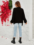 Chicdear-Winter outfits ideas New long-sleeved floral cardigan lantern sleeves knitted sweater jacket