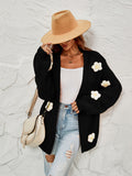 Chicdear-Winter outfits ideas New long-sleeved floral cardigan lantern sleeves knitted sweater jacket