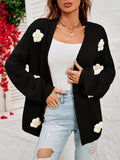 Chicdear-Winter outfits ideas New long-sleeved floral cardigan lantern sleeves knitted sweater jacket