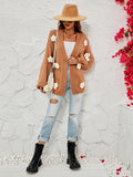 Chicdear-Winter outfits ideas New long-sleeved floral cardigan lantern sleeves knitted sweater jacket