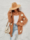 Chicdear-Winter outfits ideas New long-sleeved floral cardigan lantern sleeves knitted sweater jacket