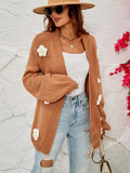 Chicdear-Winter outfits ideas New long-sleeved floral cardigan lantern sleeves knitted sweater jacket