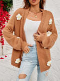 Chicdear-Winter outfits ideas New long-sleeved floral cardigan lantern sleeves knitted sweater jacket