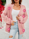 Chicdear-Winter outfits ideas New long-sleeved floral cardigan lantern sleeves knitted sweater jacket