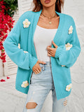 Chicdear-Winter outfits ideas New long-sleeved floral cardigan lantern sleeves knitted sweater jacket