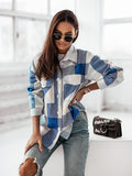 Chicdear-Winter outfits ideas Women's Fashion Color Plaid Shirt Brushed Wool Jacket