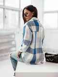 Chicdear-Winter outfits ideas Women's Fashion Color Plaid Shirt Brushed Wool Jacket