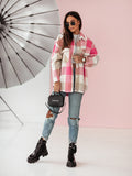 Chicdear-Winter outfits ideas Women's Fashion Color Plaid Shirt Brushed Wool Jacket