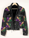 Chicdear-Winter outfits ideas New new corduroy and sequined jacket coat tassel baseball uniform top