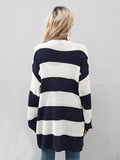 Chicdear-Winter outfits ideas Women's Long Sleeve Striped Cardigan Sweater Jacket