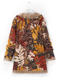 Chicdear-Winter outfits ideas New women's cotton and linen printed hooded sweater warm plush jacket