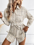 Chicdear-Winter outfits ideas Fashion women's long plaid shirt jacket