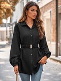 Chicdear-Winter outfits ideas women's shirt collar single breasted belt shirt jacket