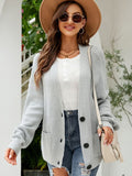 Chicdear-Winter outfits ideas New loose solid color knitted cardigan with elegant V-neck sweater cardigan jacket