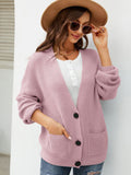 Chicdear-Winter outfits ideas New loose solid color knitted cardigan with elegant V-neck sweater cardigan jacket