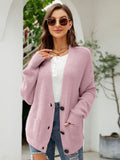 Chicdear-Winter outfits ideas New loose solid color knitted cardigan with elegant V-neck sweater cardigan jacket