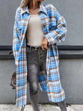 Chicdear-Winter outfits ideas women's casual long plaid shirt jacket