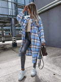 Chicdear-Winter outfits ideas women's casual long plaid shirt jacket