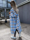 Chicdear-Winter outfits ideas women's casual long plaid shirt jacket