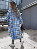 Chicdear-Winter outfits ideas women's casual long plaid shirt jacket