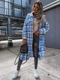 Chicdear-Winter outfits ideas women's casual long plaid shirt jacket