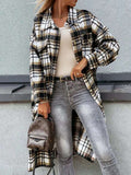 Chicdear-Winter outfits ideas women's casual long plaid shirt jacket