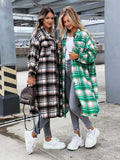 Chicdear-Winter outfits ideas women's casual long plaid shirt jacket