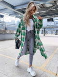 Chicdear-Winter outfits ideas women's casual long plaid shirt jacket