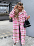 Chicdear-Winter outfits ideas women's casual long plaid shirt jacket