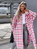 Chicdear-Winter outfits ideas women's casual long plaid shirt jacket