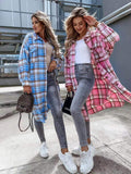 Chicdear-Winter outfits ideas women's casual long plaid shirt jacket