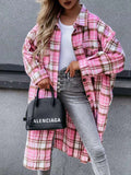 Chicdear-Winter outfits ideas women's casual long plaid shirt jacket