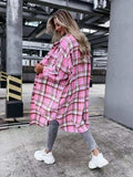 Chicdear-Winter outfits ideas women's casual long plaid shirt jacket