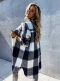 Chicdear-Winter outfits ideas Women's single-breasted plaid long-sleeved shirt jacket