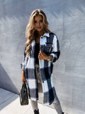 Chicdear-Winter outfits ideas Women's single-breasted plaid long-sleeved shirt jacket