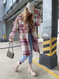 Chicdear-Winter outfits ideas Women's single-breasted plaid long-sleeved shirt jacket