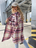 Chicdear-Winter outfits ideas Women's single-breasted plaid long-sleeved shirt jacket