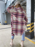 Chicdear-Winter outfits ideas Women's single-breasted plaid long-sleeved shirt jacket