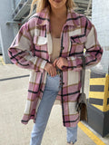 Chicdear-Winter outfits ideas Women's single-breasted plaid long-sleeved shirt jacket