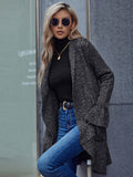 Chicdear-Winter outfits ideas New elegant long-sleeved ruffled lapel loose cardigan sweater jacket