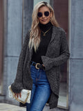 Chicdear-Winter outfits ideas New elegant long-sleeved ruffled lapel loose cardigan sweater jacket