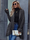 Chicdear-Winter outfits ideas New elegant long-sleeved ruffled lapel loose cardigan sweater jacket