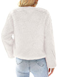 Chicdear-Winter outfits ideas Women's New Furry Multicolor Collarless Top Short Jacket