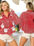 Chicdear-Winter outfits ideas Women's corduroy sequined jacket top baseball uniform