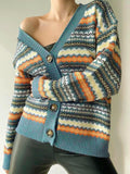 Chicdear-Winter outfits ideas New Fashionable Contrast Color Knitted Sweater Cardigan Jacket Sweater