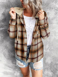 Chicdear-Winter outfits ideas New hooded sweatshirt buttoned casual shirt jacket